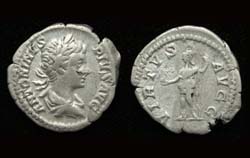 Caracalla, Denarius, Virtus Reverse